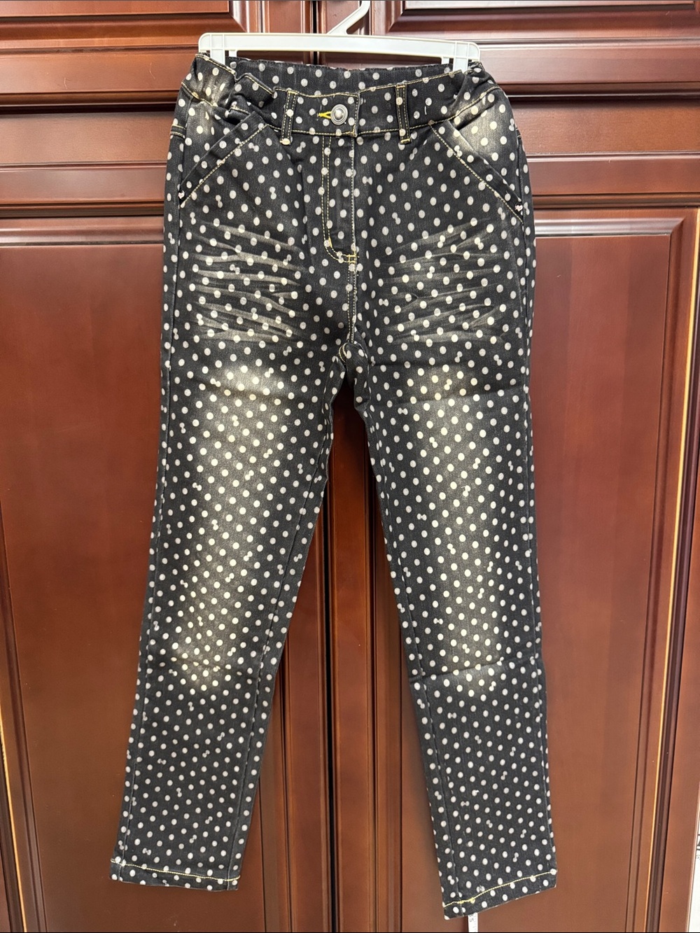 Black Polka Dot Stretchy Skinny Girls Jeans Daily Casual Party School Formal